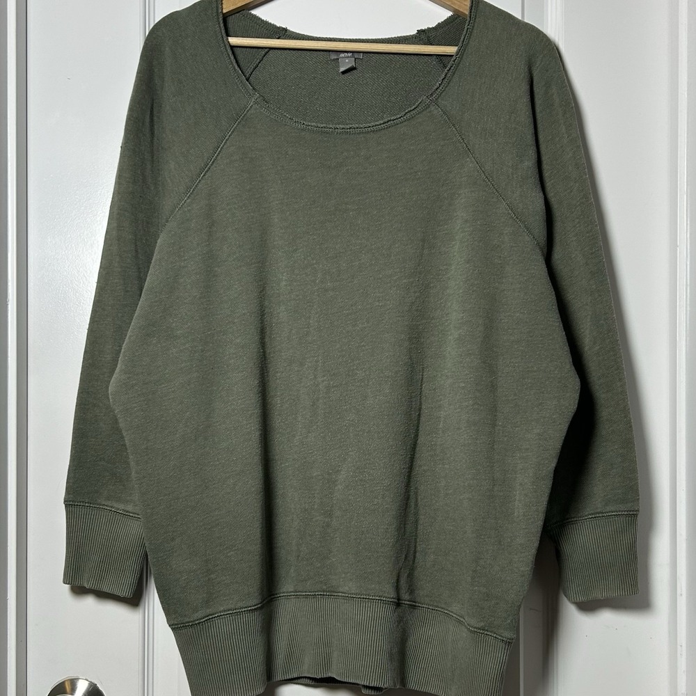 Aerie Cotton Blend Green Raglan Pullover Sweatshirt Gorpcore Granola Girl Style